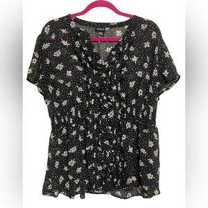 Torrid Black Floral Sheer Blouse Size 2